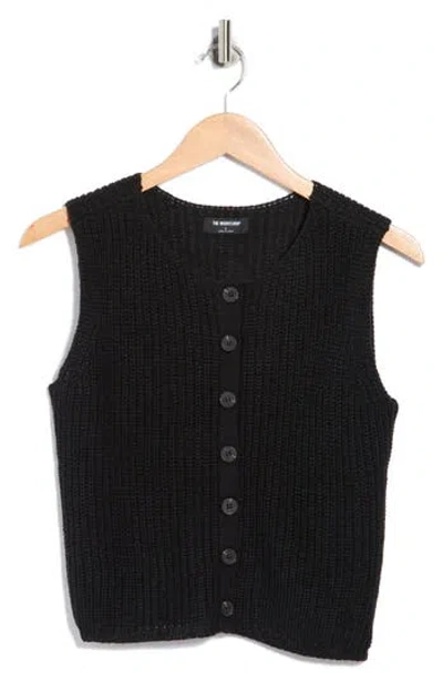 Blu Pepper Button-up Sweater Tank In Black