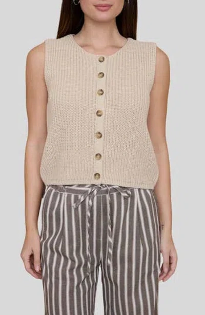 Blu Pepper Button-up Sweater Tank In Brown