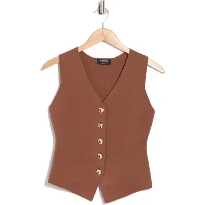 Blu Pepper Button-up Vest In Brown