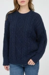 Blu Pepper Cable Stitch Crewneck Sweater In Blue