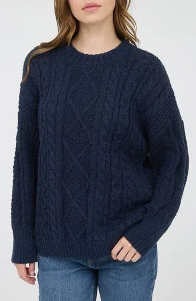 Blu Pepper Cable Stitch Crewneck Sweater In Blue