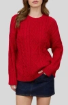 Blu Pepper Cable Stitch Crewneck Sweater In Red