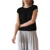 Blu Pepper Cap Sleeve Button Back Sweater In Black