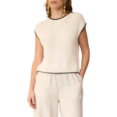 Blu Pepper Cap Sleeve Button Back Sweater In Cream
