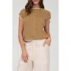 Blu Pepper Cap Sleeve Button Back Sweater In Tan