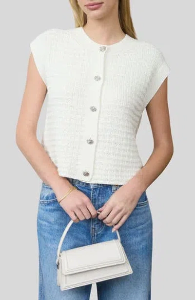 Blu Pepper Cap Sleeve Button Front Cardigan In White