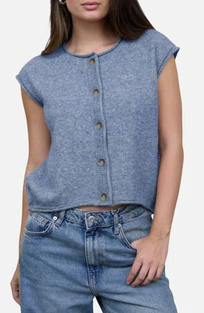 Blu Pepper Cap Sleeve Crop Cardigan In Blue