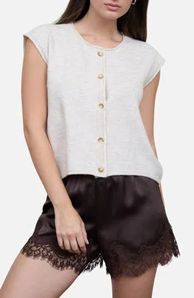 Blu Pepper Cap Sleeve Crop Cardigan In White