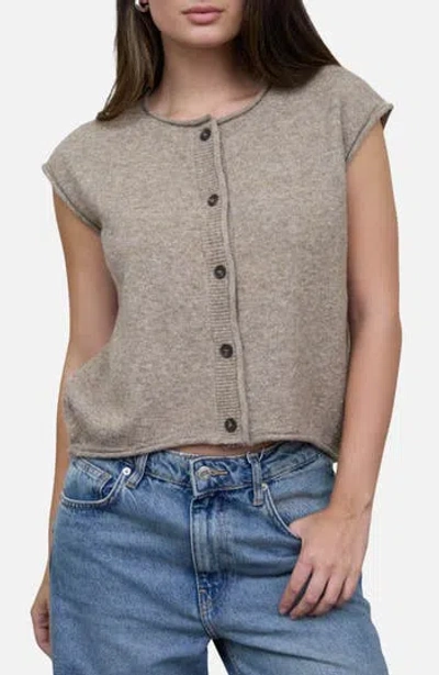 Blu Pepper Cap Sleeve Crop Cardigan In Gray