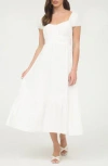Blu Pepper Cap Sleeve Empire Waist Midi Dress In White