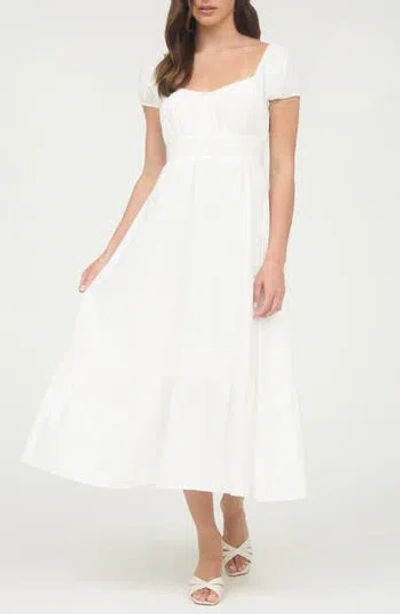 Blu Pepper Cap Sleeve Empire Waist Midi Dress In White