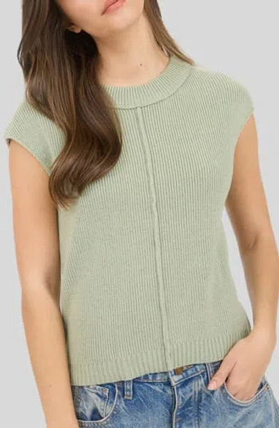 Blu Pepper Cap Sleeve Knit Top In Green