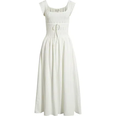 Blu Pepper Cap Sleeve Midi Dress In White