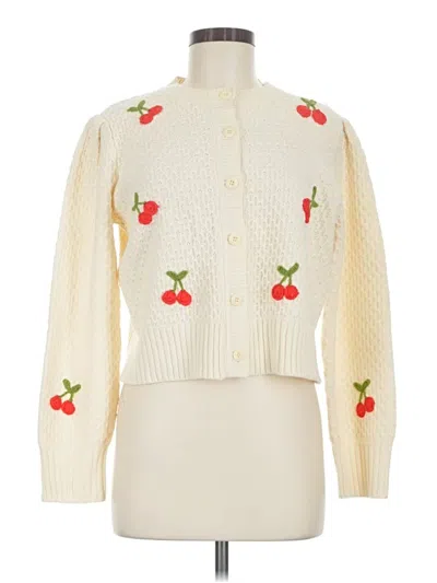 Pre-owned Blu Pepper Cardigan Sweater In Ivory
