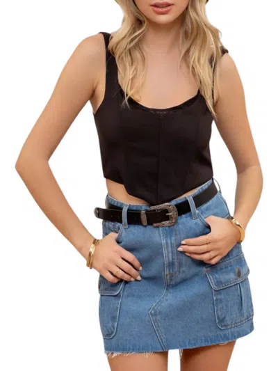 Blu Pepper Cargo Denim Mini Skirt In Multi
