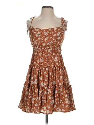 Pre-owned Blu Pepper Casual Dress In Brown