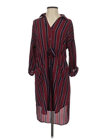 Pre-owned Blu Pepper Casual Dress In Burgundy