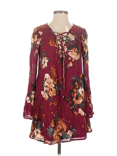 Pre-owned Blu Pepper Casual Dress In Burgundy