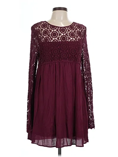 Pre-owned Blu Pepper Casual Dress In Burgundy