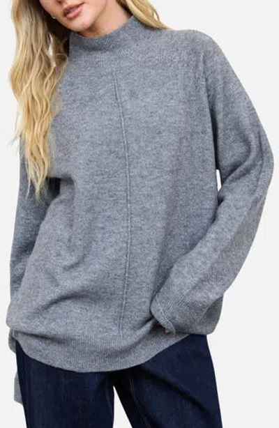 Blu Pepper Center Seam Mock Neck Sweater In Gray