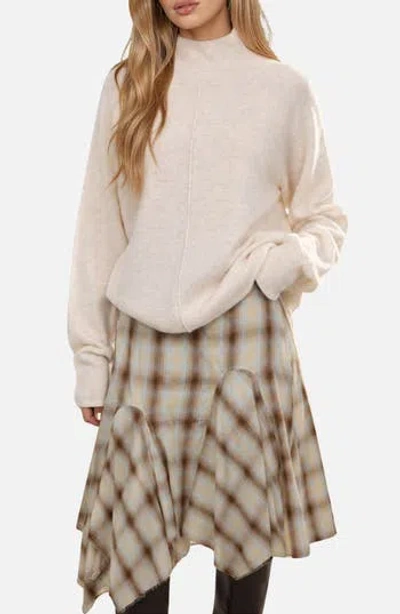 Blu Pepper Center Seam Mock Neck Sweater In Neutral
