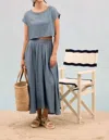 Blu Pepper Chambray Boat Neck Boxy Crop Top