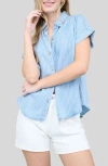 Blu Pepper Chambray Button Front Top In Chambray