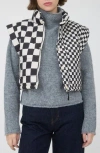 Blu Pepper Checker Print Puffer Vest In Multi