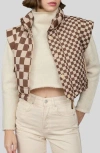 Blu Pepper Checker Print Puffer Vest In Brown