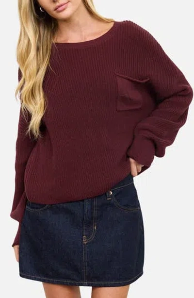 Blu Pepper Chunky Relaxed Fit Cotton Sweater In Brown