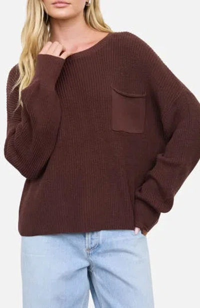 Blu Pepper Chunky Relaxed Fit Cotton Sweater In Chocolate Brown