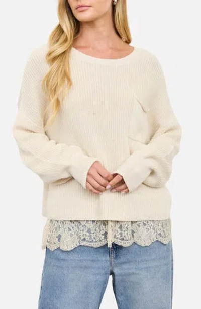 Blu Pepper Chunky Relaxed Fit Cotton Sweater In Gold
