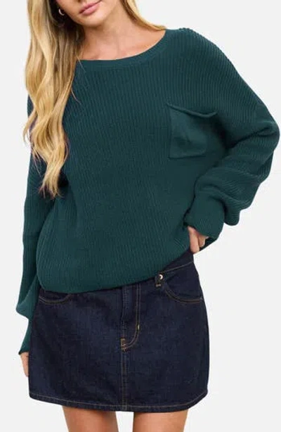 Blu Pepper Chunky Relaxed Fit Cotton Sweater In Blue
