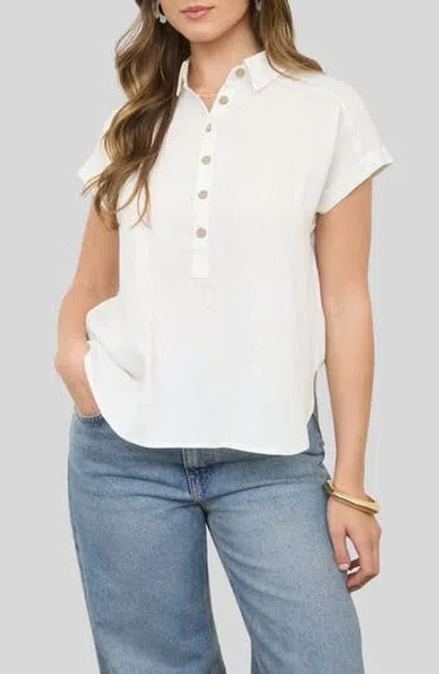 Blu Pepper Collared Gauze Top In White