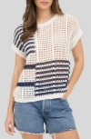 Blu Pepper Colorblock Open Knit Top In Multi