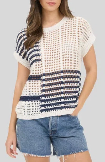 Blu Pepper Colorblock Open Knit Top In Multi
