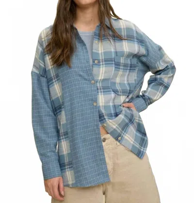 Blu Pepper Colorblock Plaid Long Sleeve Button Down Shirt In Denim Multi In Blue
