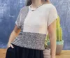 Blu Pepper Colorblock Short Sleeve Sweater In Beige/ Black