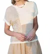 Blu Pepper Colorblock Short Sleeve Top In Taupe In Multi