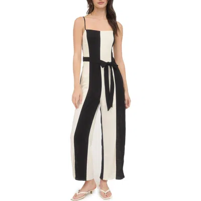 Blu Pepper Colorblock Wide Leg Jumpsuit In Neutral