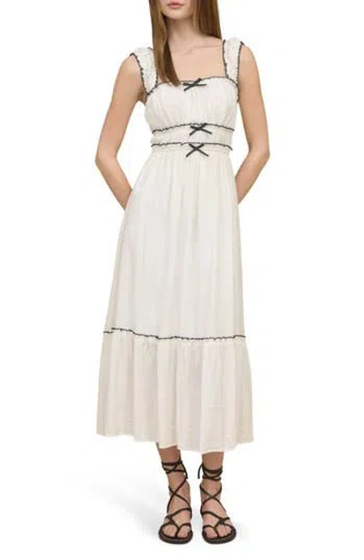 Blu Pepper Contrast Bow Midi Dress In White