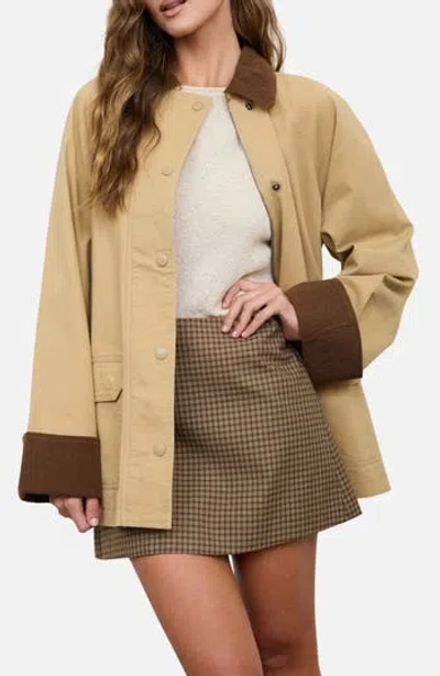 Blu Pepper Contrast Collar Barn Jacket In Neutral
