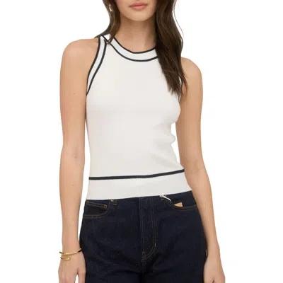 Blu Pepper Contrast Knit Tank In White