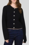Blu Pepper Contrast Stitch Button Front Cardigan In Black