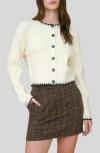 Blu Pepper Contrast Stitch Button Front Cardigan In White