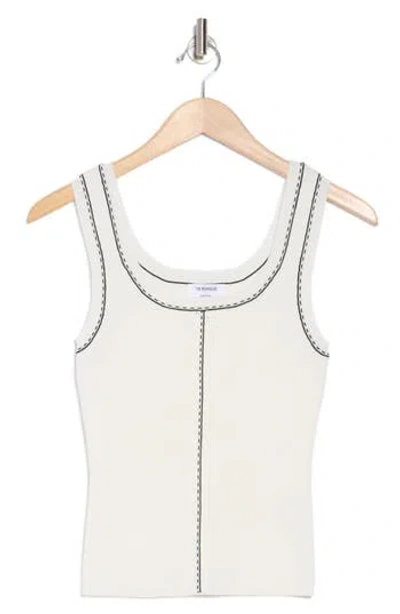 Blu Pepper Contrast Stitch Scoop Neck Sweater Tank In White