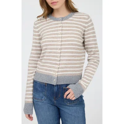 Blu Pepper Contrast Stripe Knit Cardigan In Multi