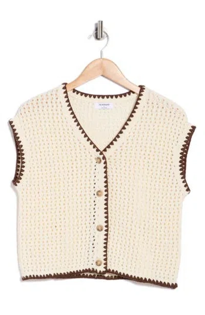 Blu Pepper Contrast Trim Button Front Knit Top In Multi