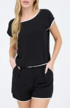 Blu Pepper Contrast Trim Cap Sleeve Top