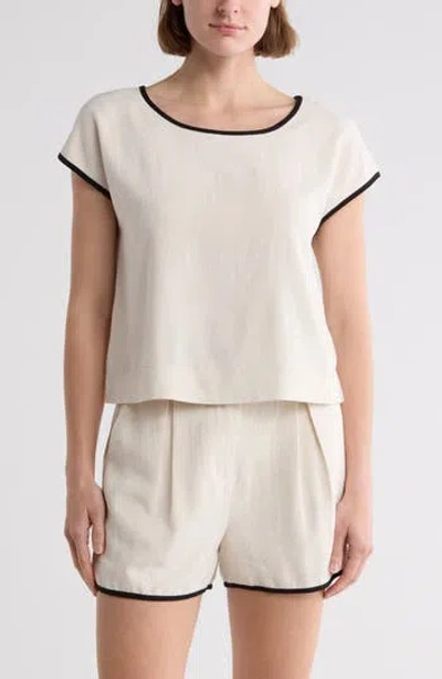 Blu Pepper Contrast Trim Cap Sleeve Top